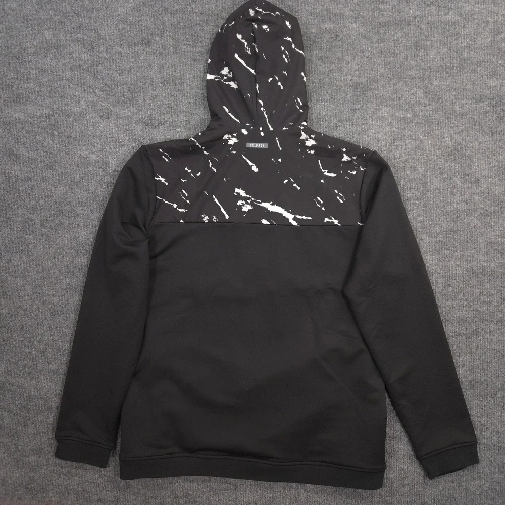 Adidas Hoodie Mens L Black White Splatter Cold RDY Half Zip Pullover‎ Golf Sport